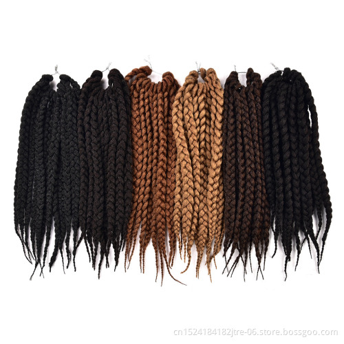 Different color and length pre braided crochet box braid hair extensions